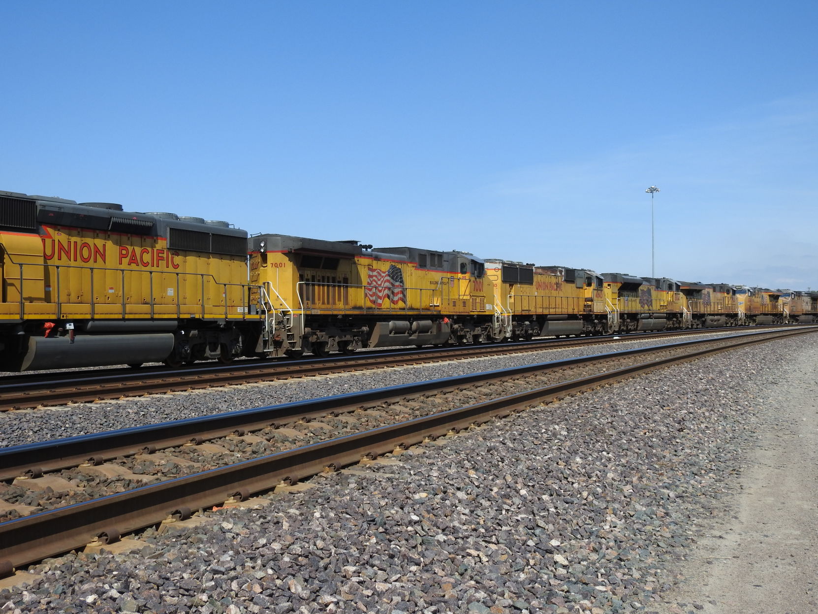 Locomotives lined up at Union Pacific yard